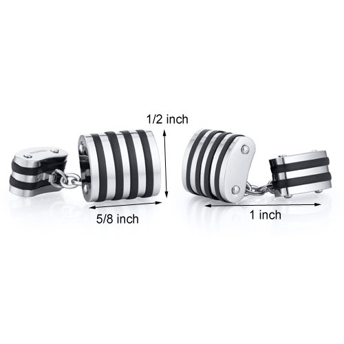 Mancuernillas para hombre de titanio pulido negro miniatura 3
