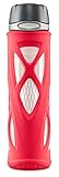 Zulu Atlas Glass Water Bottle with Flip Lid, Pink, 20 oz