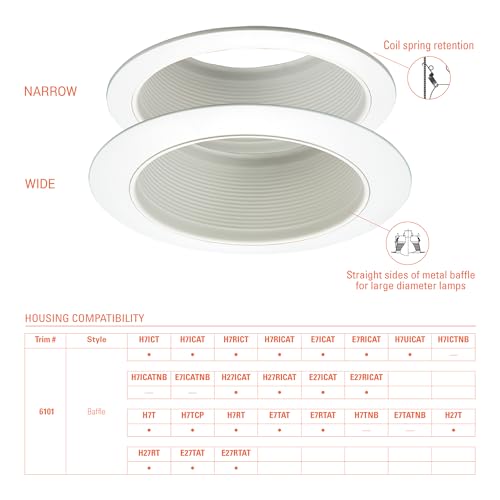 HALO E26 Series 6 in. White Recessed Ceiling Light Fixture Trim with White Straight Side Metal Baffle by HALO - Image 2