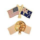 Desert Cactus Australia Lapel Pin Enamel with United States USA Souvenir Hat Men Women Patriotic Australian Country (Double Flag Pin)