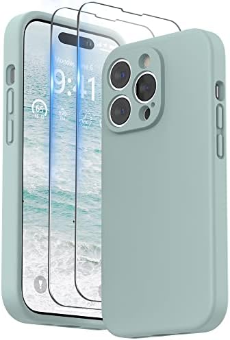 SURPHY Silikonowe Etui do iPhone 14 Pro Max z Ochraniacz Ekran, Case Pokrowiec do iPhone 14 Pro Max z Ochraniacz Aparatu, etui na telefon iPhone 14 Pro Max 6.7 Cala 2022, Różowy piasek