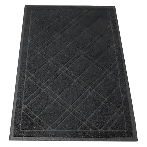 Sliptogrip Universal Door Mat, Plaid Design - Black, 35 X 23 - Anti Slip cover