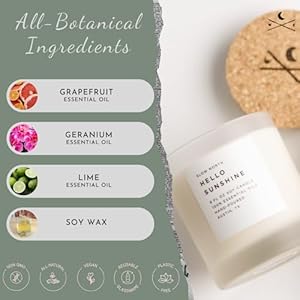 Slow North Hello Sunshine Candle Essential Oils and 100 Pure Soy Wax Candle in a Reusable Frosted Glass Jar A Unique and Mindful Scented Candle Hand Poured in The USA 8 oz