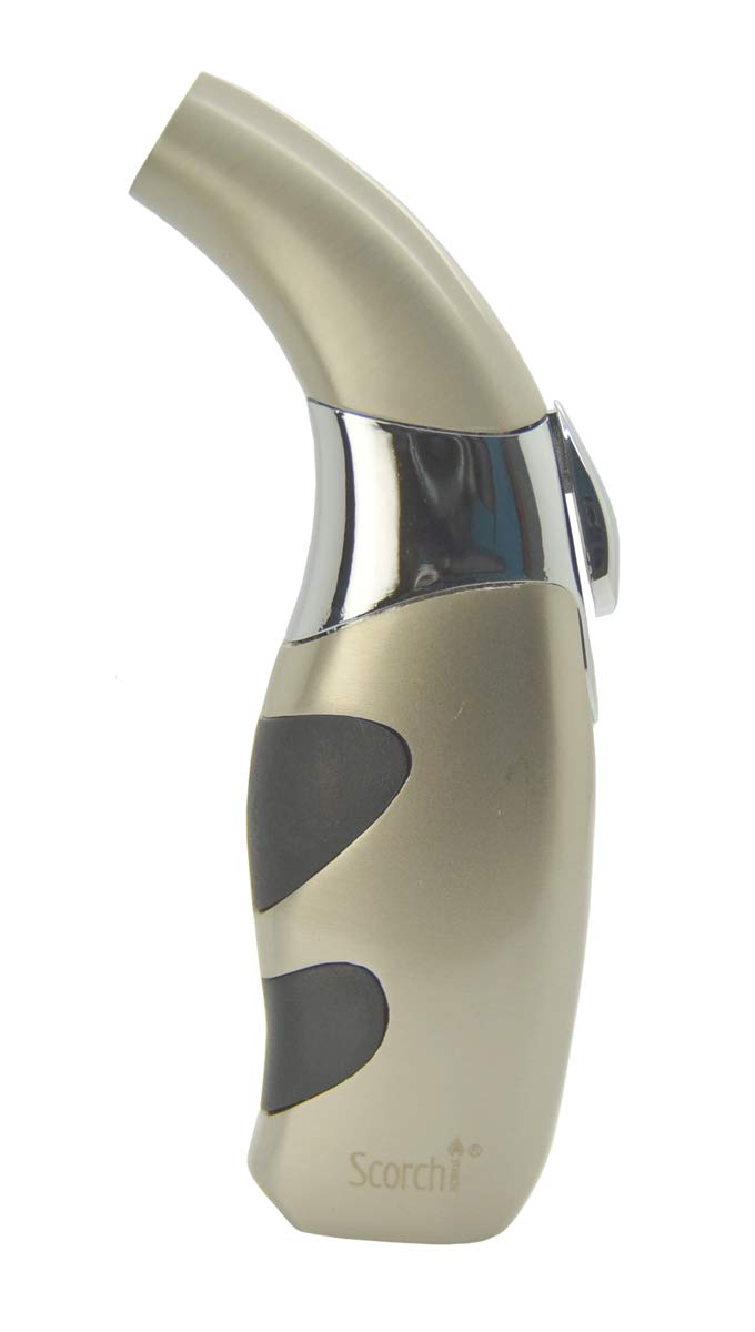 Scorch Torch Butane Satin Finish Stainless Steel Curved Refillable Lighter (Ivory)