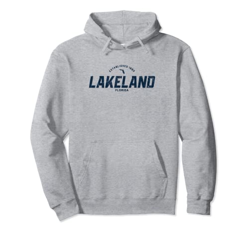 Lakeland Florida FL Vintage Athletic Navy Sport Logo Sudadera con Capucha