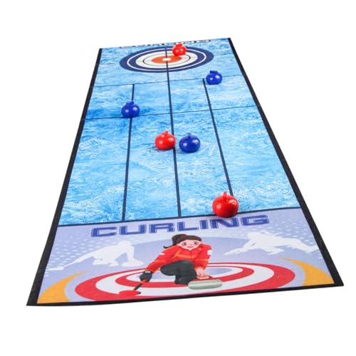 JISADER Curling-Brettspiel für den Tisch, Shuffleboard-Spielset mit 6 Curling-Steinen, für Kinder und Erwachsene, kompakte Aufbewahrung für unterwegs, für den, Curlingmatte