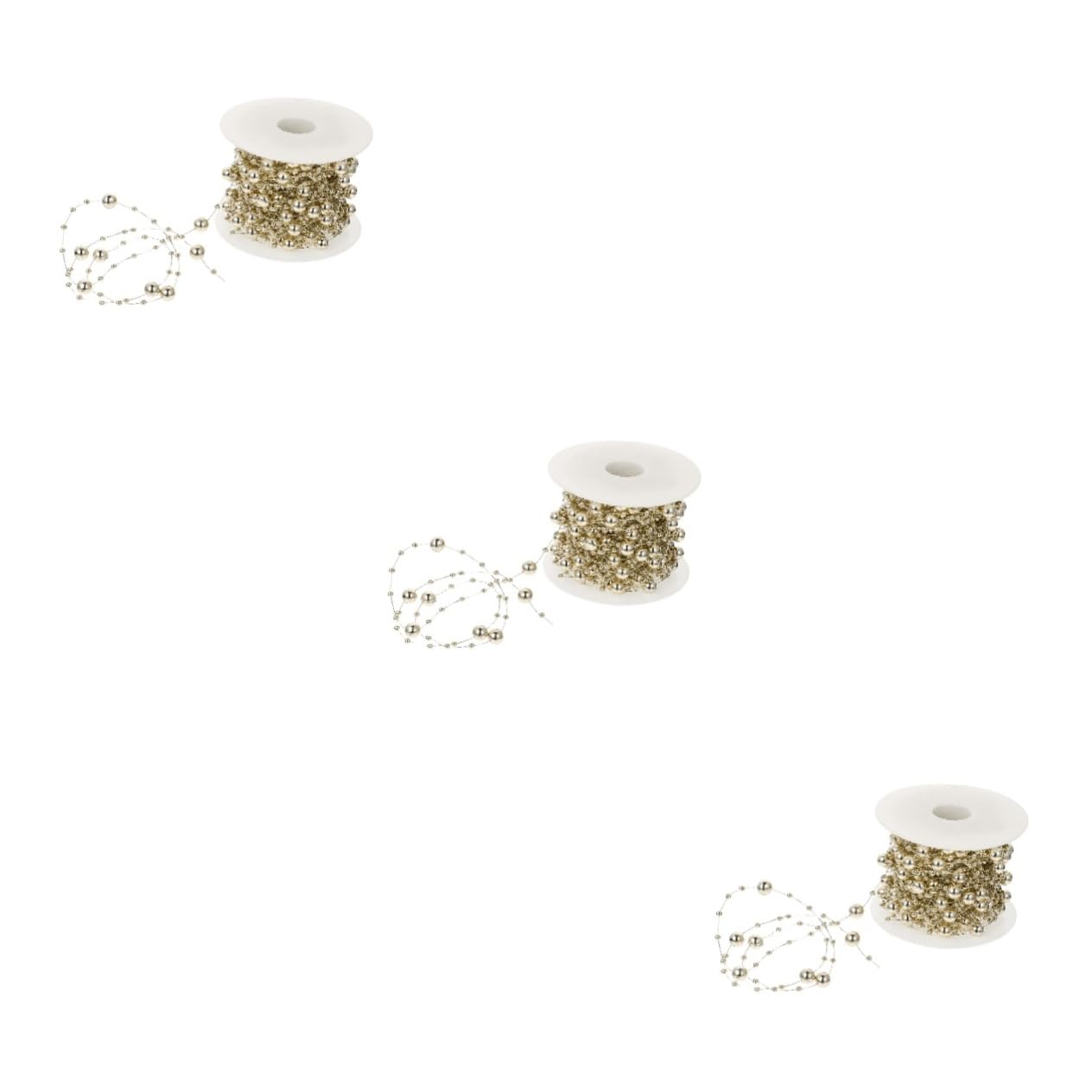 Anneome 3rollen Weihnachtsperlen Dekorative Perlenkette Für Hochzeiten Und Festlichkeiten Goldene Und Silberne Galvanisierte Perlen Für Kreative Bastelprojekte