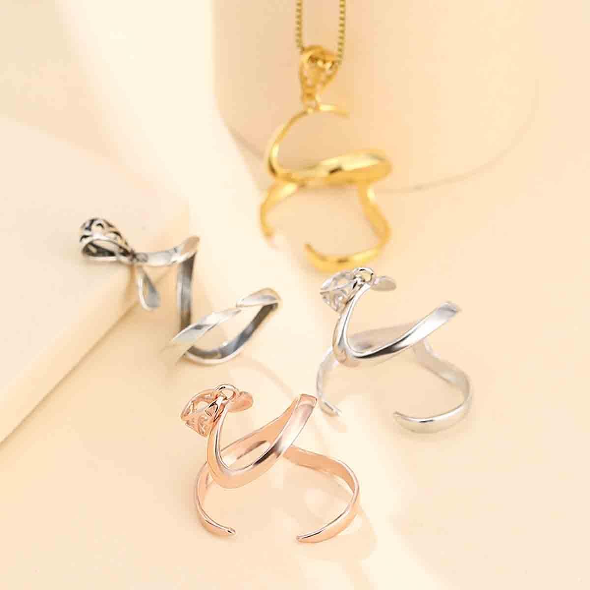 Thai Silver Pendant Base for Irregular Shape Gemstones 22X28mm Sterling Silver Setting for DIY Jewelry Making