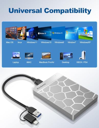Image of 500 GB External Hard Drives,Portable Hard Drive for Windows,Ultra Slim External HDD Store Compatible with PC, MAC,Laptop,PS4, Xbox one, Xbox 360;Plug and Play Ready