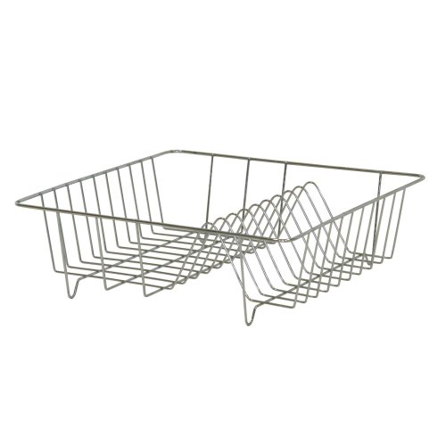 Geschirrabtropfkorb - Abtropfgitter aus Draht - Geschirrständer 35 x 34 x 9,5 cm chrom