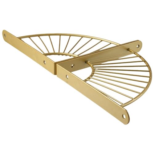 Équerre étagère dorée en triangle : lot de 2 fixations robustes en acier