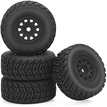 1/16 RC Wheels and Tires, daitoku 12mm Hex RC Car Tires for Arrma Mojave Grom Mega 380 223S BLX 1/16 RC Car Style B - Black