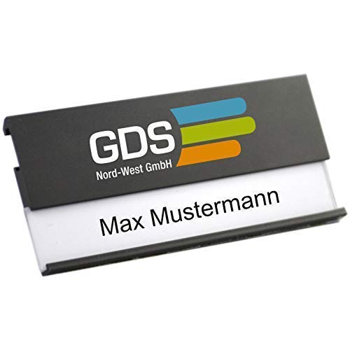 Badge en métal anodisé noir personnalisé avec logo et impression couleur haute définition