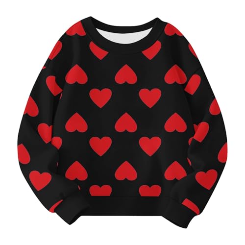 Valentine's Day Sweatshirt For Girls Cute Heart Printed Crewneck Kids Sweaters Children Casual Fashion Outfits2