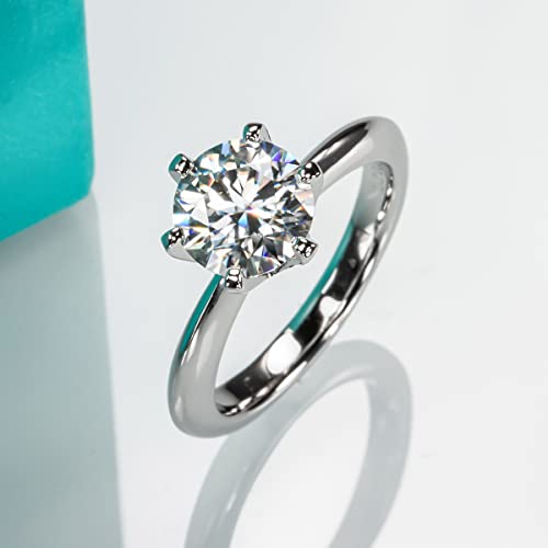 AnuClub 1/2/3/5CT Six Prong Solitaire Moissanite Ring, 925 Sterling Silver Ring, Gift for Wedding, Engagement And Anniversary With Certificate3