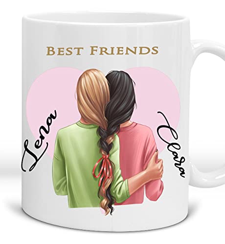 Zarto® Beste Freundin Tasse personalisiert - Kaffeetasse Freundinnen - Teetasse Geschenk Geburtstag - BFF Tasse für 2 Mädchen - Freundschaft Geschenk - Best friends Present Cover