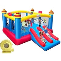 Big Inflatable Bounce House for Party,18.7ft x 13ft,Double Slide,Double Basketball Hoop,Fun Central Obstacle,Throw Ball Game,Reinforced PVC Bounce Floor,Jumping Bouncy Castle Holds 6 Kids