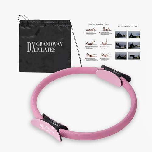 DX Grandway Premium Pilates Ring Fitness Circle - Lightweight Durable Foam Padded Handles, Flexible Resistance Exercise Equipment for Toning Arms, Thighs, Legs & Core