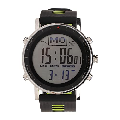 LJCM Reloj con Brújula, Altímetro de Metal, Barómetro, Reloj Impermeable para Alpinismo (Verde Negro)