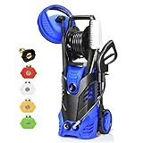 Goplus 3000PSI Electric High Pressure Washer, 2 GPM 2000W Portable Power Washer w/Deck Patio Cleaner & Nozzles (Blue)
