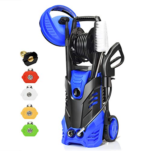 Goplus 3000PSI Electric High Pressure Washer, 2 GPM 2000W Portable Power Washer Deck Patio Cleaner with Nozzles (Blue)