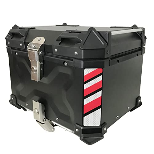 HSGAV Topcase De Moto 45L Aluminio Baúl con Bloqueo De Seguridad Impermeable Caja Trasera Reflectante De Seguridad Desmontaje Rápido para Tour Casco Equipaje Grande Cover