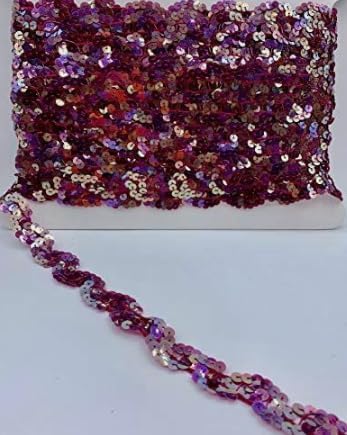 Generic 1 Pcs Dark Red Iris 1"" Sequin Trim for Decorative 9 Yards - Rk8