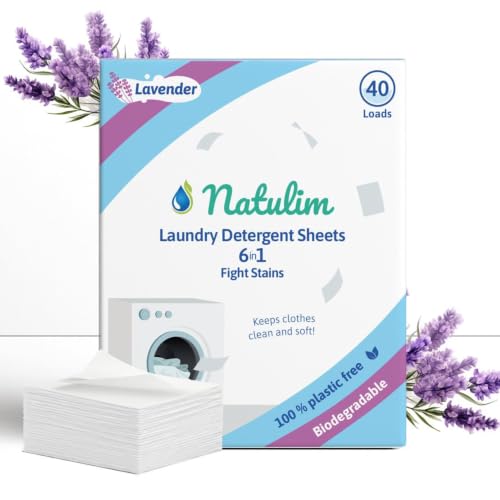 Natulim   Detergente En Tiras Para Lavadora (40 Lavados)   Incluye Suavizante, Ecológico, Hipoalergénico, Made In Spain   Ropa Limpia y Suave sin ensuciar el Planeta (Fragancia Lavanda)