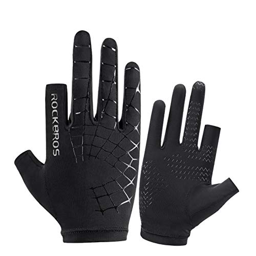 Vagasi Unisexe Gants Fibre Soie Glacé Anti UV Silicone Antidérapant Mitaine Compression Elastique Comfortable pour Conduite Cyclisme Course Pêche Randonnée Cover