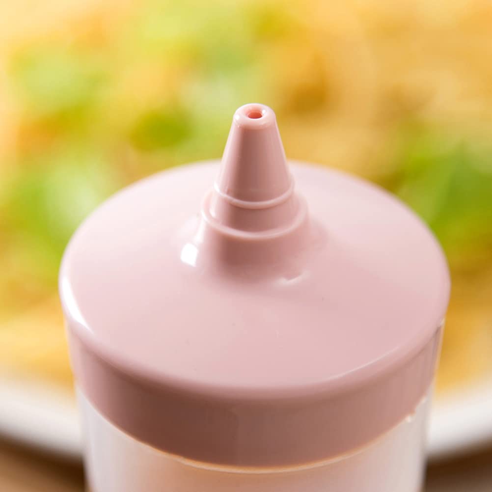UPKOCH Lot de 3 flacons distributeurs de condiments en plastique pour ketchup, moutarde, mayo, sauces chaudes, huile d'olive (rose)