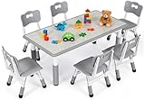 Mesa niños Infantil con 6 Sillas, Gris