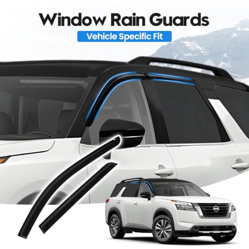 Image of Pathfinder Rain Guards - Window Visors for Nissan Pathfinder 2022-2026, Out-Channel Side Window Rain Guards for Pathfinder Accessories, 4PCS, Black, Car Accessories