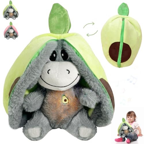 YOUYIKE Atmendes Kuscheltier Esel Kuscheltier Das Atmet zum Einschlafen mit LED Musik Kuscheltieresel Atembewegung Einschlafhilfe für Geschenk Spielzeug (Grün)