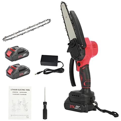 Calager 550W High-Power Motor Handheld Cordless Mini Chainsaw Set,6-InchElectric Chainsaw with 2 Battery for Wood Cutting,Tree Pruning Cover