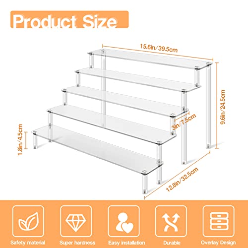 Kalyloc Acrylic Risers Display Stand For Action Figures, 5 Tier Clear Display Collectibles Dessert Holder, Durable Showcase Display Shelf For Toys Jewels Figurines Cosmetics Decoration And Organizer #TOP1