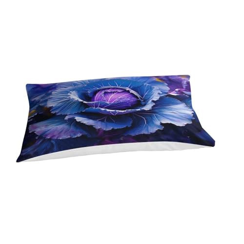 Housse de couette 3D imprimé Purple chou parure de lit microfibre avec taies 135x200cm - 6