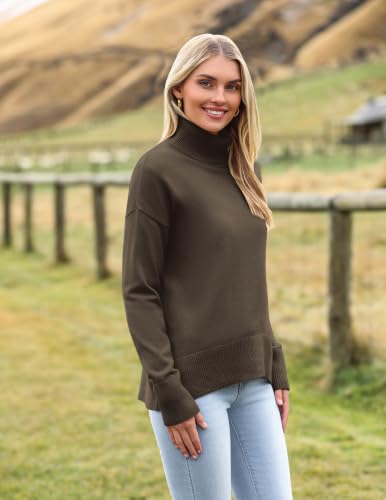 Image of Zeagoo Women's Turtleneck Sweater 2026 Fall Winter Chunky Knitted Pullover | High Low Hem Trendy Basic Jumper Top, Long Sleeve Casual Knit Pullover 2026, Fall Fashion Outfits, Winter Clothing for Women