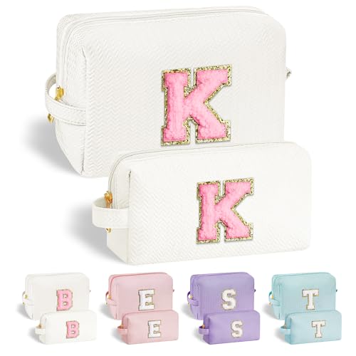 YOOLIFE Initial Makeup Bag | Teen Girl Gifts Trendy Stuff for Girls, Valentines Day Gifts | Tween Girls Gifts | Toiletry Bag Travel Essentials Birthday Gifts for Women Her Mom Teacher Wedding Gifts K