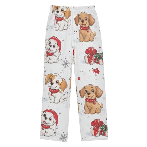 ZZXXB Christmas Dogs Boys Long Pants Soft Trousers Elastic Waist Kids Lounge Bottoms with Pockets S-XL
