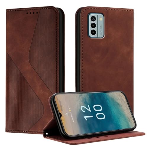 Étui pour Nokia G22 marron contre les rayures d'écran, portefeuille cuir magnétique