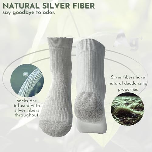 Silver Fiber Crew Socks – Moisture-Wicking, Odor-Resistant, Breathable Fit for Running, Hiking & Work (1 Pair)2