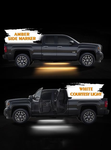 Miniatura 6 de Juego de 2 luces LED de 70 pulgadas IP68 para camión, marcador lateral, tira de luces de paso flexible, blanco y ámbar (IP68)