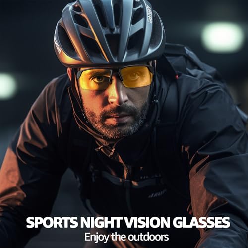 LVIOE Sports Night Vision Pro Glasses Men Women Yellow Anti Glare Polarized Night Driving Glasses Enhance Contrast N30802