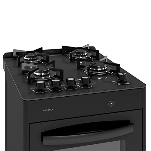 SUGGAR FOGÃO NEO MAX PRETO MESA DE VIDRO 4 BOCAS ACENDIMENTO AUTOMÁTICO FGV403PT