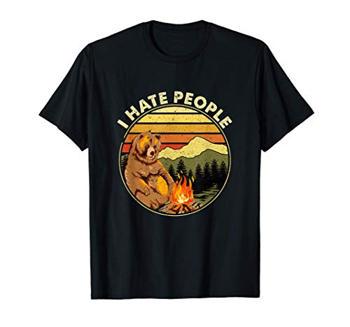 Funny I Hate People Bear Camping Nature Pun T-Shirt