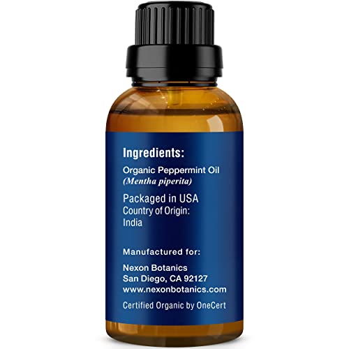 Organic Peppermint Essential Oil 30 Ml - 100% Pure Peppermint Oil For Diffuser -Natural, Undiluted Menthol Oil For Hair Care - Mint Oil For Skin Care - Pure Essential Oils Peppermint - Nexon Botanics #TOP2