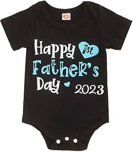 Xinlykid Baby Girl Boy Father's Day Clothes Happy Father's Day 2023 Letter Print Bodysuit Romper Baby Boy Girl Happy Father's Day Outfits
