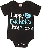 Xinlykid Baby Girl Boy Father's Day Clothes Happy Father's Day 2023 Letter Print Bodysuit Romper Bab