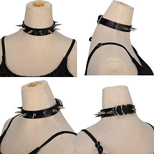 Women Men Spike Necklace Choker Vintage Girls Boys Round PU Leather Choker Lady Jewelry Gift