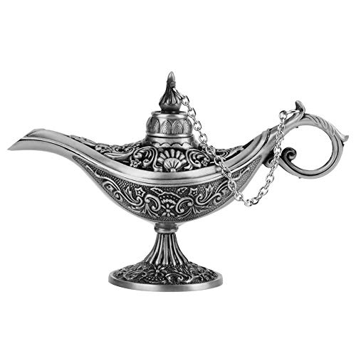 koulate Metal Genie Lamp Aladdin, Aladdin Magic Genie Light Luxury Magic Teapot Retro Elf Light Teapot Oil Lamp for Home Collection of Light Wishing (3#)